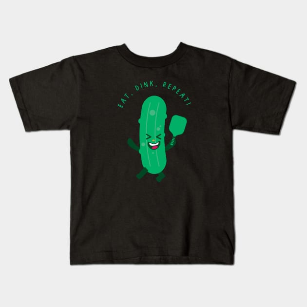 Eat, Dink, Repeat! Pickleball Kids T-Shirt by Project Charlie